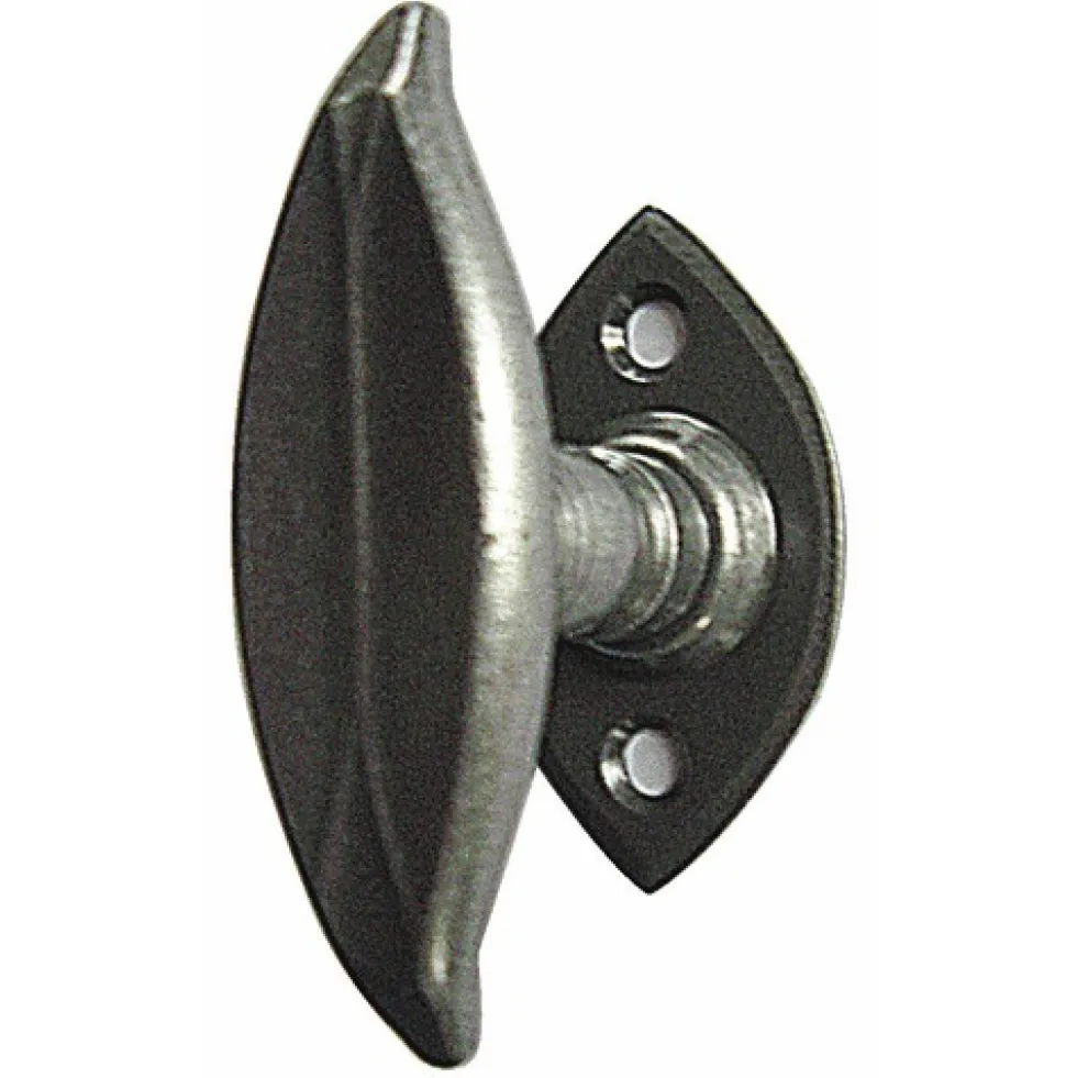 Bouton de fenêtre sur platine - vieux fer - Ligne Végétale - reconditionné BOUVET