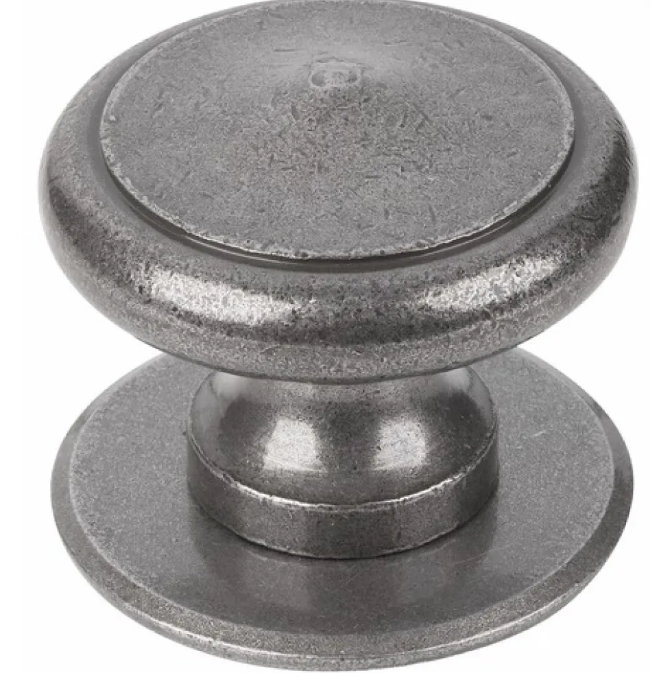 Bouton de porte fixe - rustique - en fer patiné cémenté - modèle 47 BOUVET
