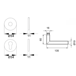Béquille double sur rosace Slim Style BE400B à clipser en inox satiné KARCHER DESIGN