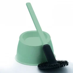 Brosse WC silicone avec picots - 100% hygiénique - vert amande PAPADO
