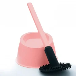 Brosse WC silicone avec picots - 100% hygiénique - rose poudré PAPADO