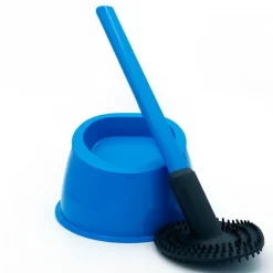 Brosse WC silicone avec picots - 100% hygiénique - bleu azur PAPADO