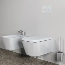 Brosse WC suspendue et porte-brosse carré - Conca IDEAL STANDARD