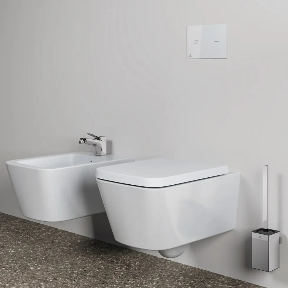 Brosse WC suspendue et porte-brosse carré - Conca IDEAL STANDARD