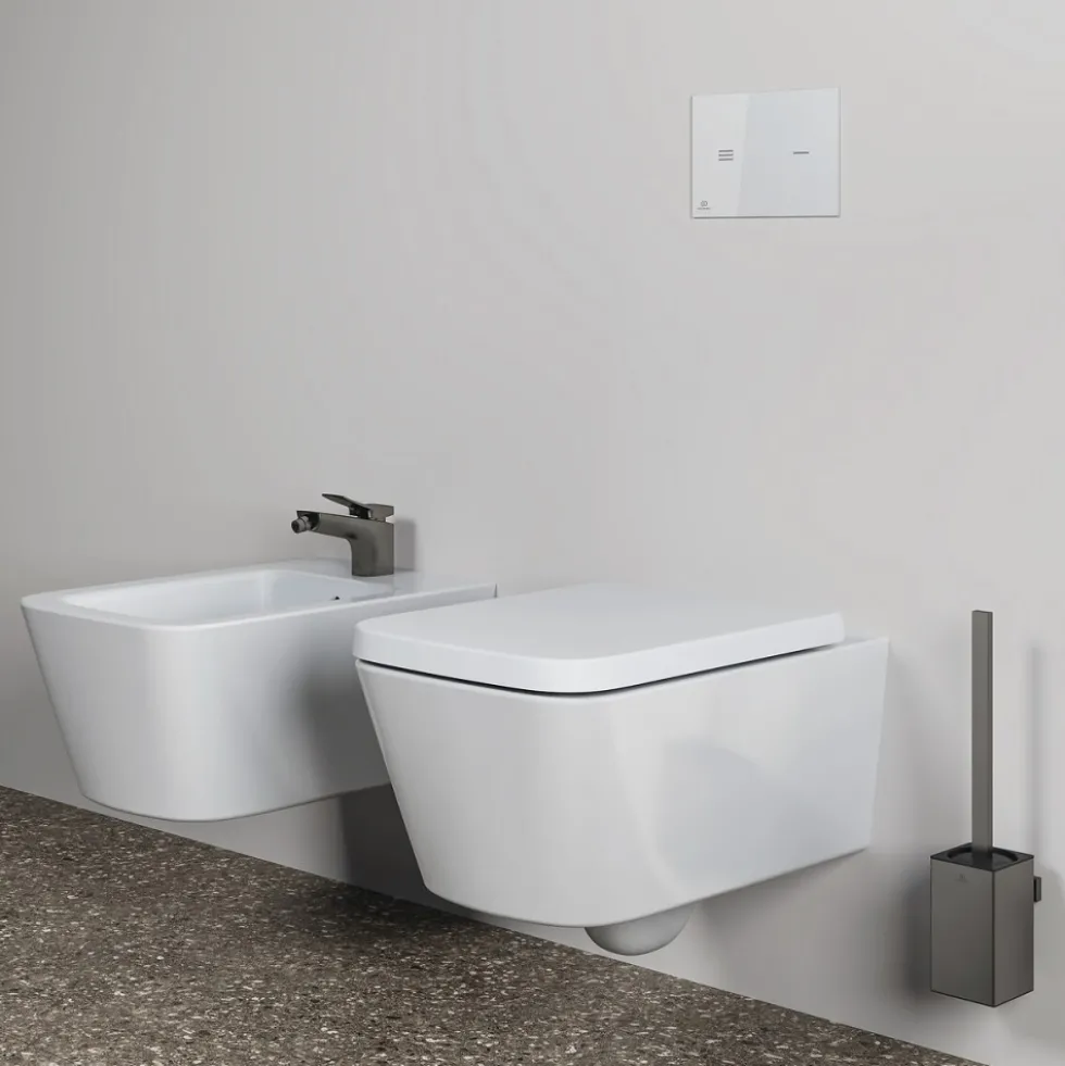 Brosse WC suspendue et porte-brosse carré - Conca IDEAL STANDARD