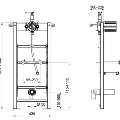 Bâti-support pour urinoir à flexible 15x21 - Tempofix 3 DELABIE