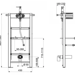Bâti-support pour urinoir à flexible 15x21 - Tempofix 3 DELABIE