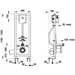 Bâti-support WC autoportant chasse directe pour cuvette suspendue - P1000 XL E PRESTO
