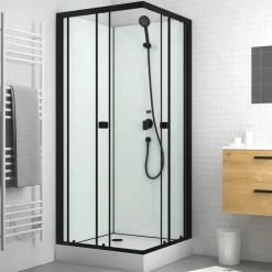 Cabine de douche d'angle 80 x 80 cm - portes coulissantes - Essentiel Square AURLANE