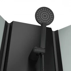 Cabine de douche 1/4 de rond noire 85 cm - verre transparent - Essentiel AURLANE
