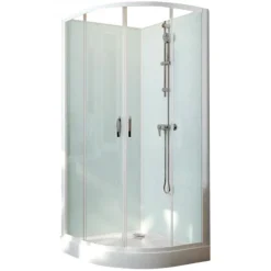 Cabine de douche 1/4 rond 90 cm Iziglass 2 coulissante - accès d'angle - mitigeur mécanique LEDA
