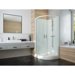 Cabine de douche 1/4 rond 80 cm Iziglass 2 - accès d'angle portes coulissantes LEDA