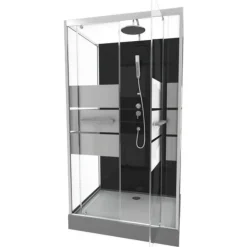 Cabine de douche Study 110x80 cm - accès de face par portes pivotantes AURLANE