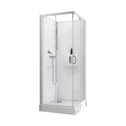 Cabine de douche 80x80 cm Izibox 2- accès d'angle portes coulissantes LEDA