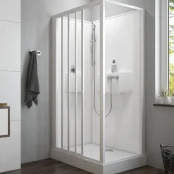 Cabine de douche 120x80 cm Izibox 2 - accès de face 3 portes coulissantes LEDA