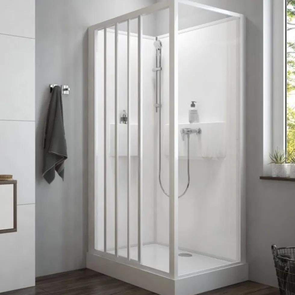Cabine de douche 120x80 cm Izibox 2 - accès de face 3 portes coulissantes LEDA
