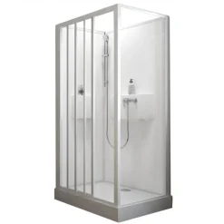 Cabine de douche 120x80 cm Izibox 2 - accès de face 3 portes coulissantes LEDA