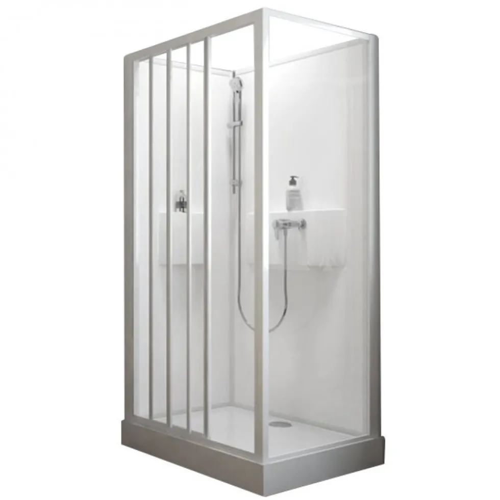 Cabine de douche 120x80 cm Izibox 2 - accès de face 3 portes coulissantes LEDA