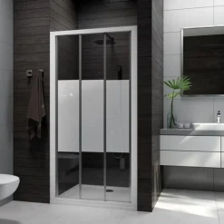 Cabine de douche 100x80cm Izibox 2 - accès de face par 3 portes coulissantes LEDA