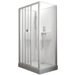 Cabine de douche 100x80cm Izibox 2 - accès de face par 3 portes coulissantes LEDA