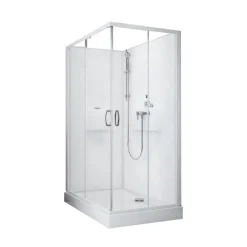 Cabine de douche 120x80 cm Izibox 2 accès d'angle portes coulissantes LEDA