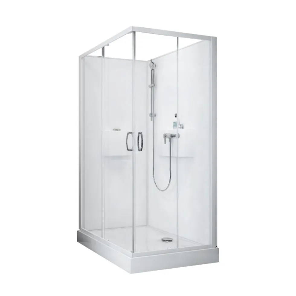 Cabine de douche 120x80 cm Izibox 2 accès d'angle portes coulissantes LEDA