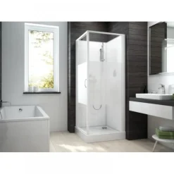 Cabine de douche 90 x 90 cm Izibox 2 - porte pivotante LEDA
