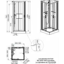 Cabine de douche 120x90 cm Izibox 2- portes coulissantes accès d'angle LEDA