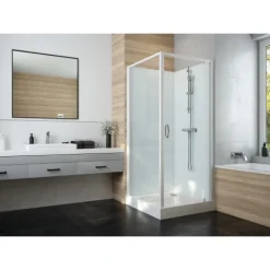 Cabine de douche 80x80 cm Iziglass 2 - porte pivotante - mitigeur thermostatique LEDA