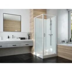 Cabine de douche 90x90 cm Iziglass 2 - porte pivotante - mitigeur thermo LEDA