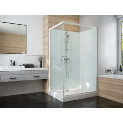 Cabine de douche 120x90 cm Iziglass 2 - accès d'angle portes coulissantes LEDA