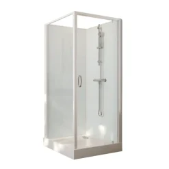 Cabine de douche 90x90 cm Iziglass 2 - porte pivotante - mitigeur mécanique LEDA