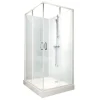 Cabine de douche 80x80 cm Iziglass 2 - accès d'angle portes coulissantes - mitigeur mécanique LEDA