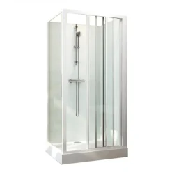 Cabine de douche 120x80 cm Iziglass 2 - accès de face 3 portes coulissantes LEDA