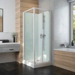 Cabine de douche 80x80 cm Iziglass 2 - accès de face portes battantes LEDA