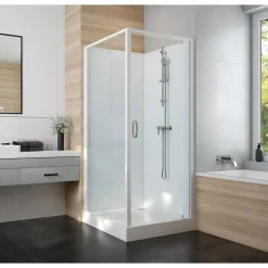 Cabine de douche 80x80 cm Iziglass 2 - porte pivotante - mitigeur mécanique LEDA