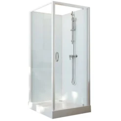 Cabine de douche 80x80 cm Iziglass 2 - porte pivotante - mitigeur mécanique LEDA