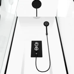 Cabine de douche 80x80 cm - porte pivotante - noire mate - City AURLANE