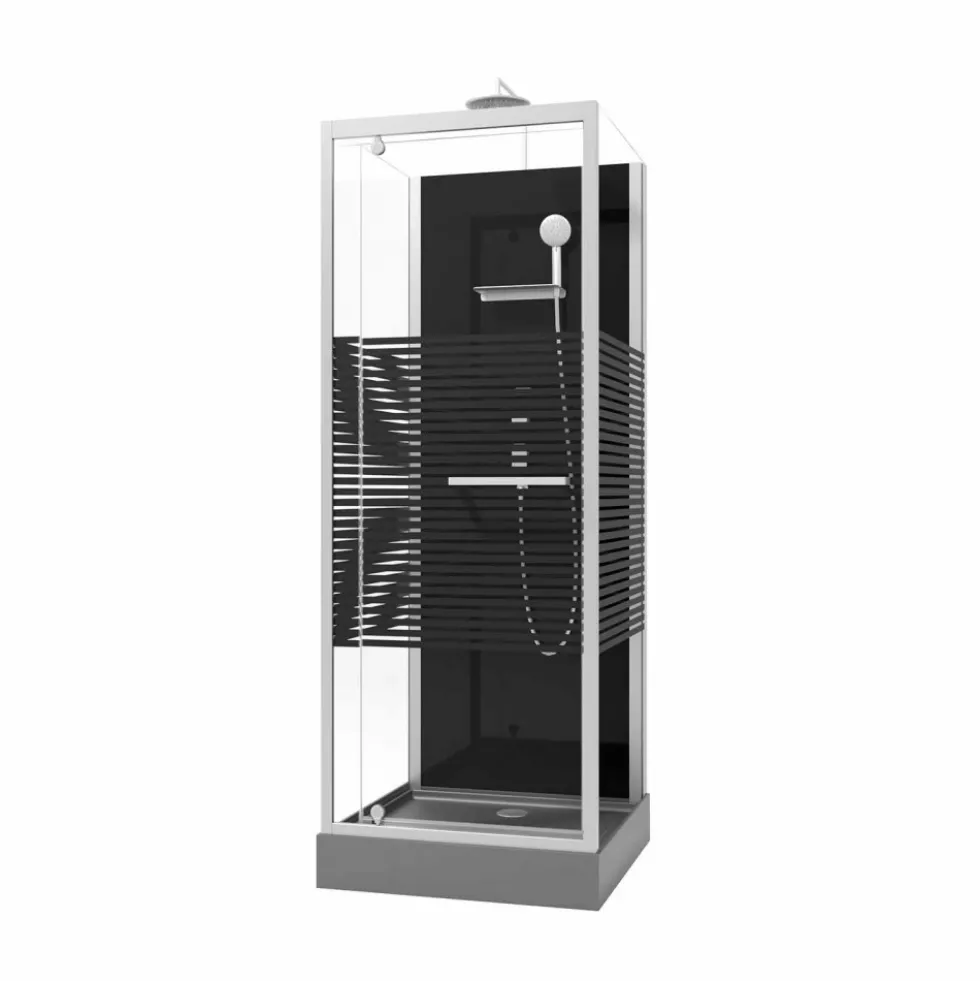 Cabine de douche 90x90cm Study 2 porte pivotante - verre sérigraphié gris anthracite AURLANE