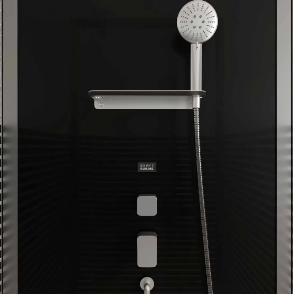 Cabine de douche 90x90cm Study 2 porte pivotante - verre sérigraphié gris anthracite AURLANE