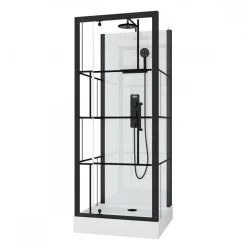Cabine de douche 80x80 cm - style industriel - porte pivotante - Graphic AURLANE