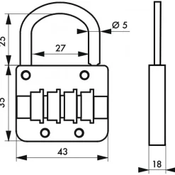 Cadenas alliage à code - 4 molettes - anse en acier nickelé - gris FTH THIRARD