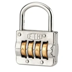 Cadenas alliage à code - 4 molettes - anse en acier nickelé - gris FTH THIRARD