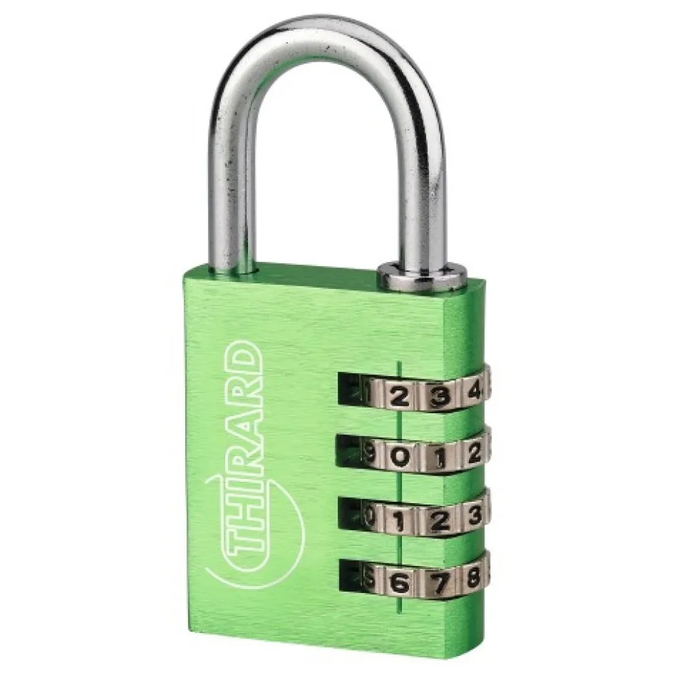 Cadenas aluminium à code - ALUCODE - 4 molettes - vert FTH THIRARD