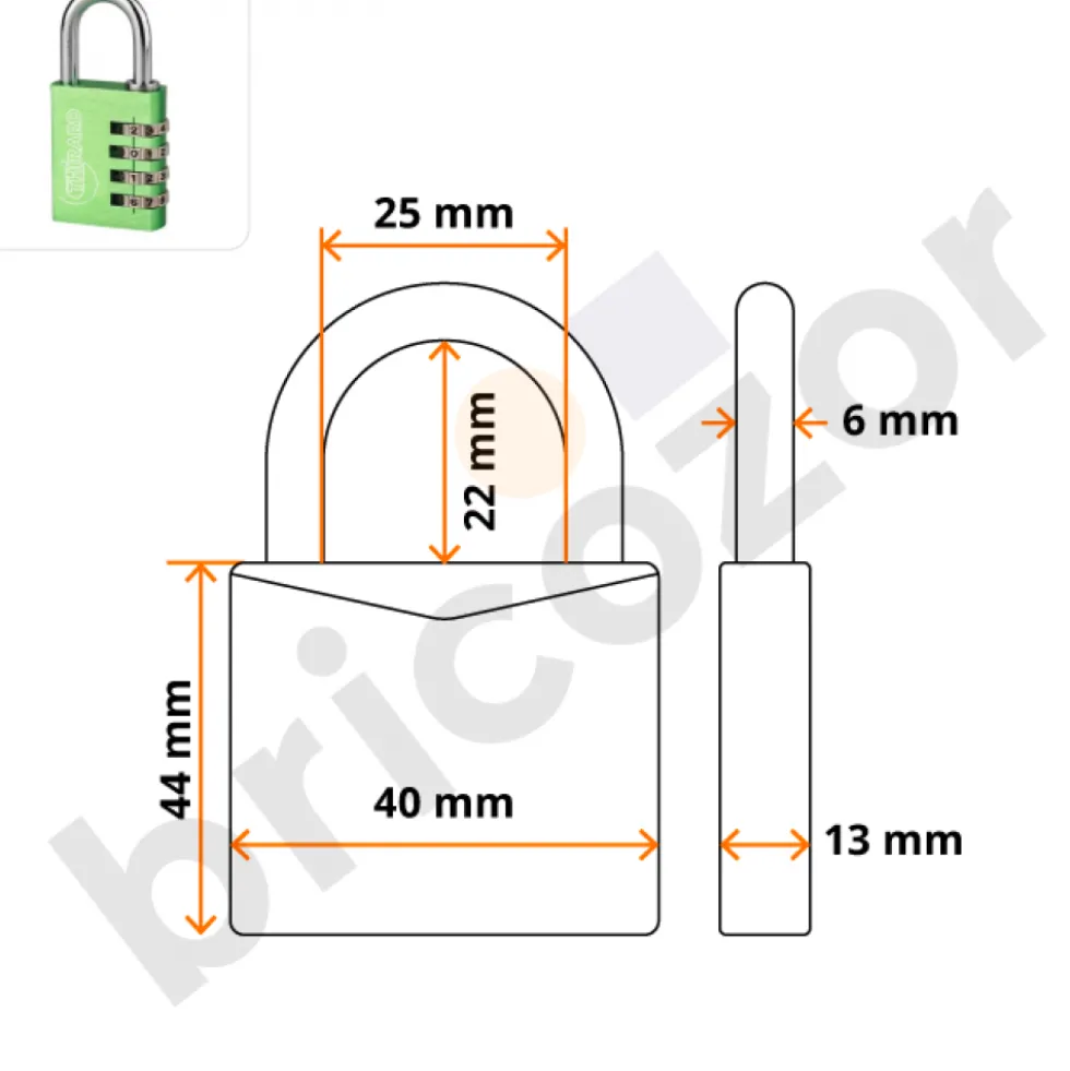 Cadenas aluminium à code - ALUCODE - 4 molettes - vert FTH THIRARD