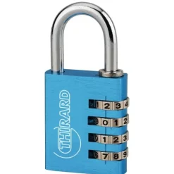 Cadenas aluminium à code - ALUCODE - 4 molettes - bleu FTH THIRARD