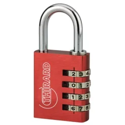 Cadenas aluminium à code - ALUCODE - 4 molettes - rouge FTH THIRARD