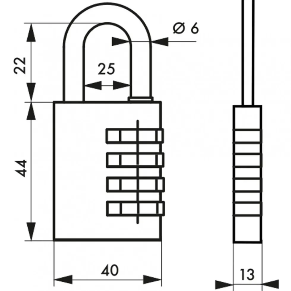 Cadenas aluminium à code - ALUCODE - 4 molettes - gris FTH THIRARD