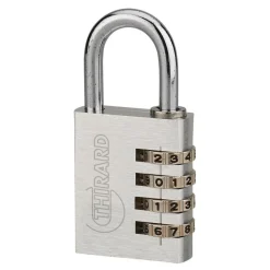 Cadenas aluminium à code - ALUCODE - 4 molettes - gris FTH THIRARD