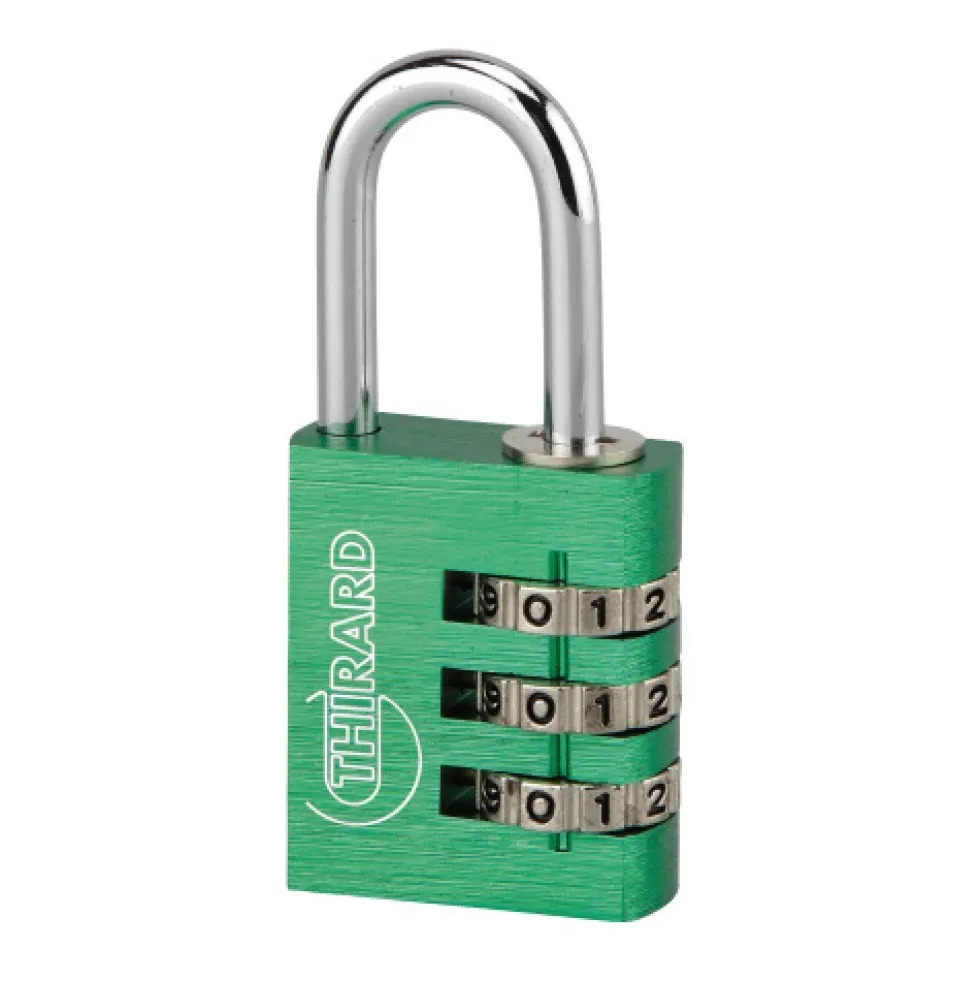 Cadenas aluminium à code - ALUCODE - 3 molettes - vert FTH THIRARD
